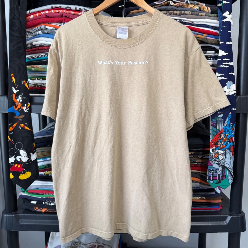 Vintage Tan Starbucks Coffee Passion Graphic T Shirt Large Light Marks